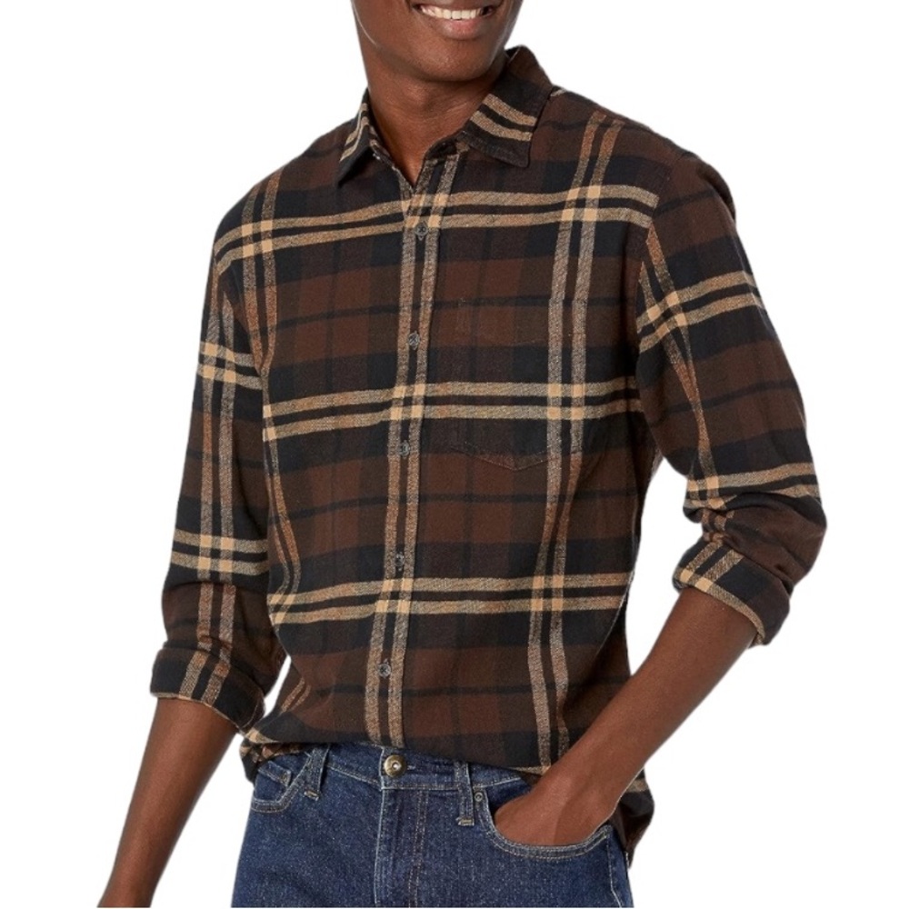 Men's Amazon Essentials Long Sleeve  Cotton Flannel Shirt